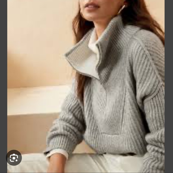 Banana Republic Oversized Half-Zip Wool Cashmere Blend - Picture 2 of 11